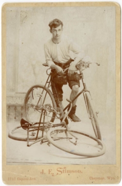 http://SPCRPhotoCollection.wyo.gov:80/MediaManager/srvr?mediafile=/Size2/SPCRACV~3~3/1789/P70-52%2C_Sub_Neg_13321%2C_Charles_A_Bristol_with_two_bikes%2C_won_transcontinental_relay_bike_race_1893.jpg